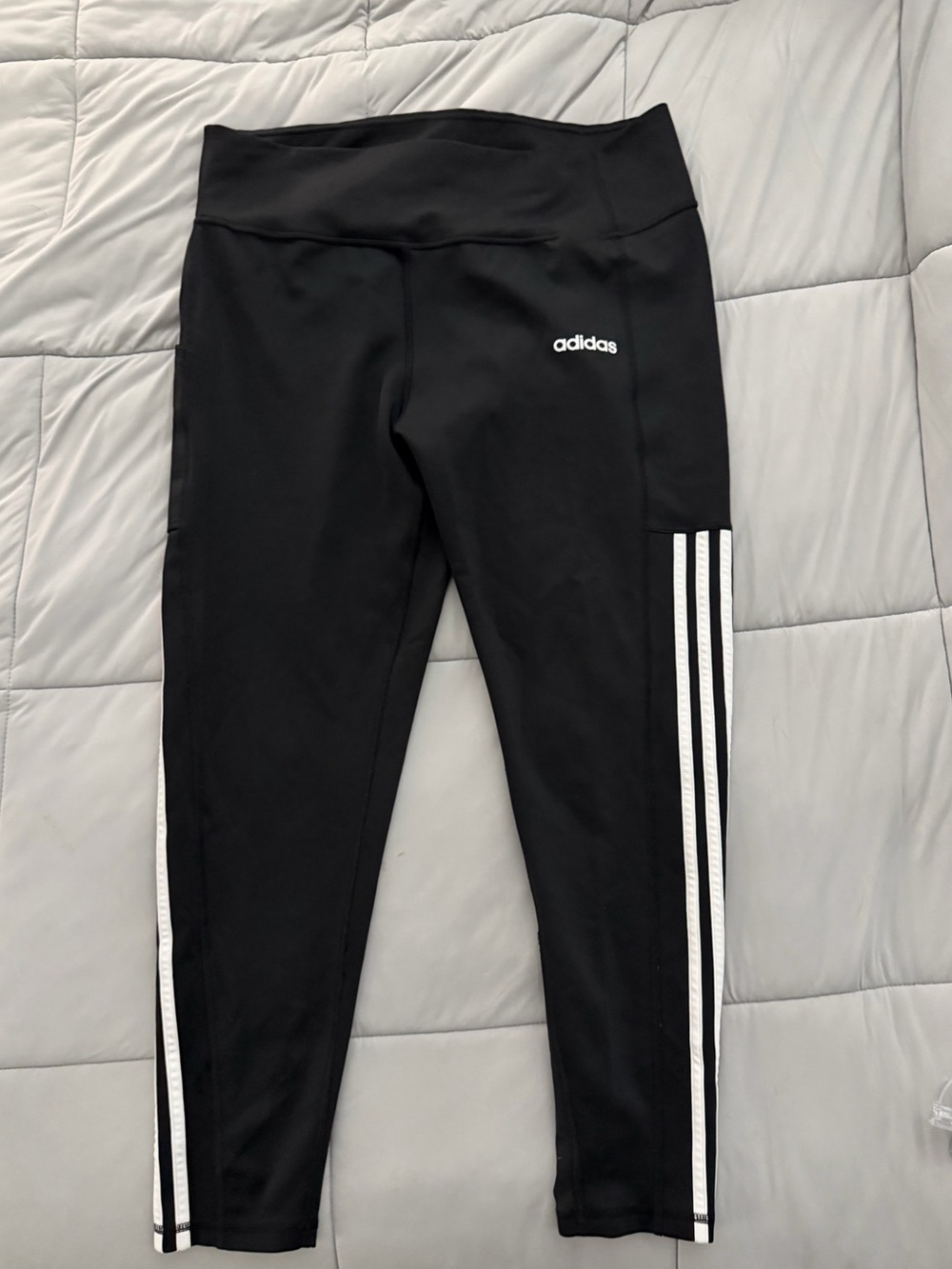adidas Black Leggings with White Side Stripes